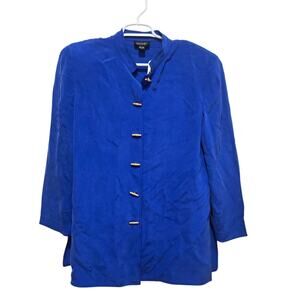 SHOMI 100% Silk Mandarin Collar Frog Closure Blouse Size 12
